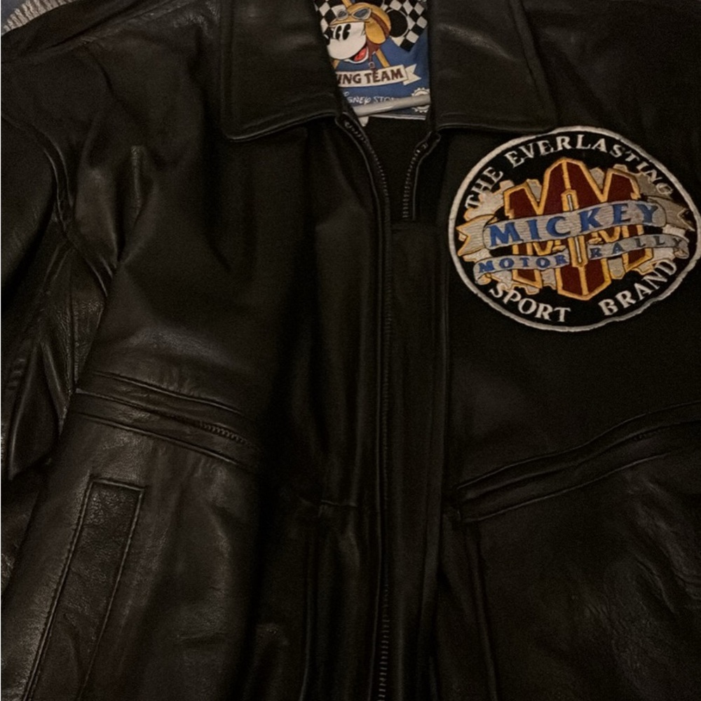Vintage Disney Leather jacket Mickey Rally Motors